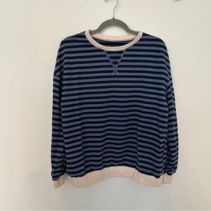 Blue Striped Sweatshirt w/ Light Pink Accents, Sz‎ S